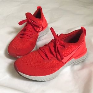 Bright Red Nike Flyknit Running Shoes